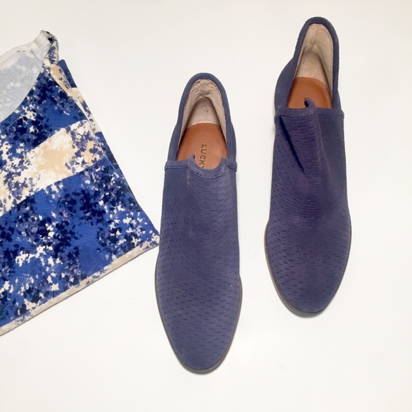 Sold Lucky Brand Baley Suede Blue Booties - Picture 2 of 8